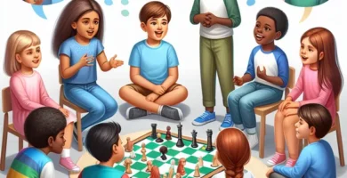 Imagen ilustrativa de niños participando en juegos educativos para desarrollar la empatía.