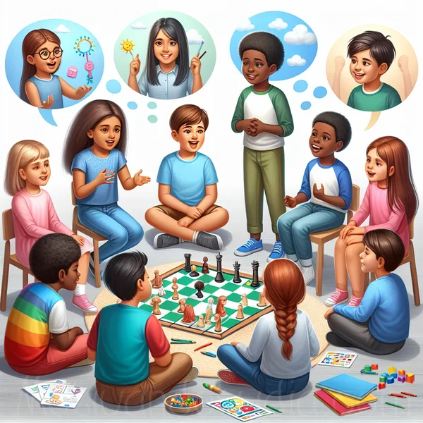 Imagen ilustrativa de niños participando en juegos educativos para desarrollar la empatía.