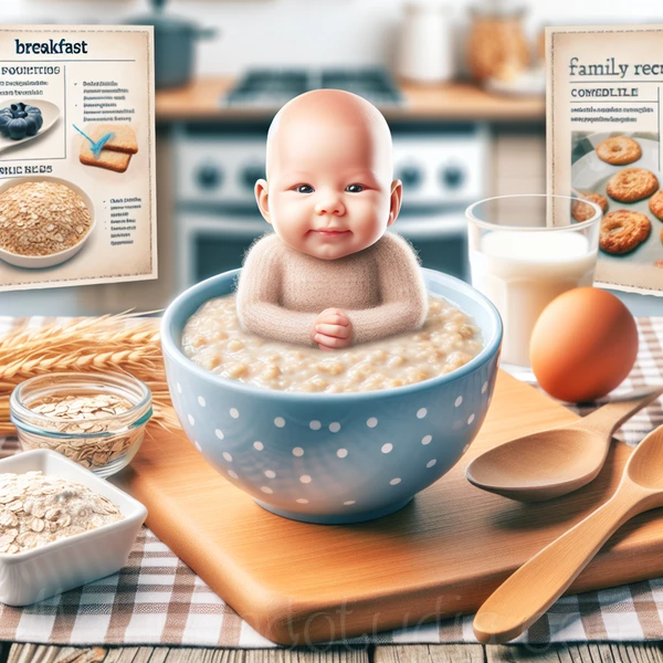 Desayuno de avena para bebé y recetas familiares fáciles de preparar.