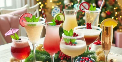 Variados cócteles navideños sin alcohol para disfrutar durante el embarazo.