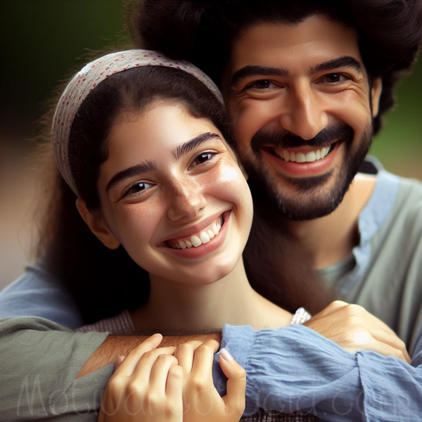 Imagen de hermana pequeña sonriendo mientras recibe un abrazo de su hermano mayor, mostrando afecto y gratitud por su apoyo constante.