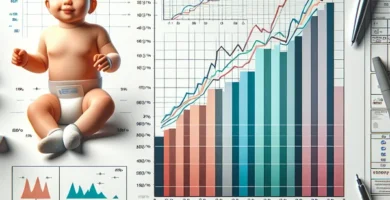 Esquema de percentiles y gráfico de crecimiento de bebés.