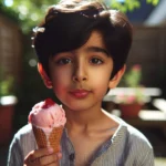 Niño disfrutando de un helado casero