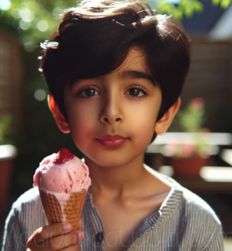 Niño disfrutando de un helado casero