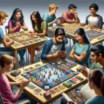 Jóvenes disfrutando de una partida de juegos de mesa