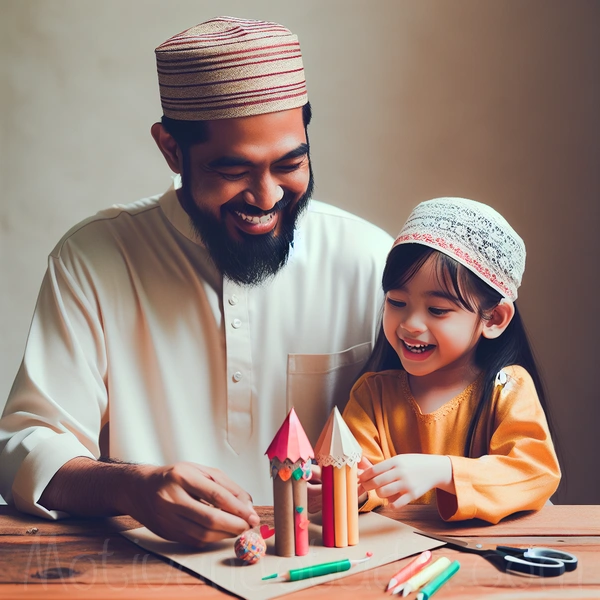 Padre e hija disfrutando juntos de una manualidad sencilla y creativa para el Día del Padre.