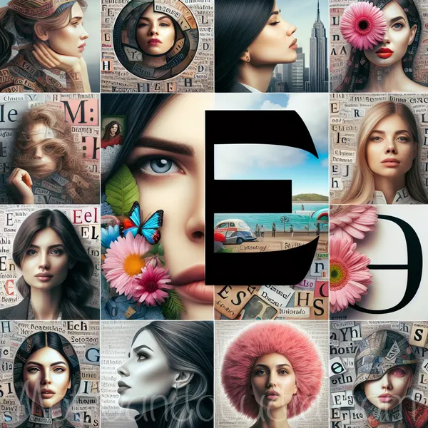 Collage de nombres femeninos que comienzan con la letra E