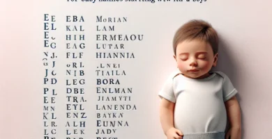 'Imagen con lista de nombres de bebé para chicos que empiezan con la letra E'.