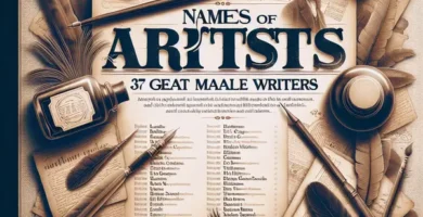 Portada del artículo web titulado 'Nombres de Artistas: 37 Grandes Hombres Escritores y Famosos'.