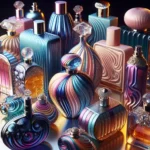 Imagen de una variedad de perfumes coloridos y modernos