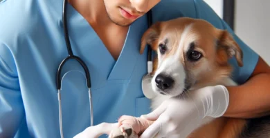 Persona cuidando una herida de perro en la mano