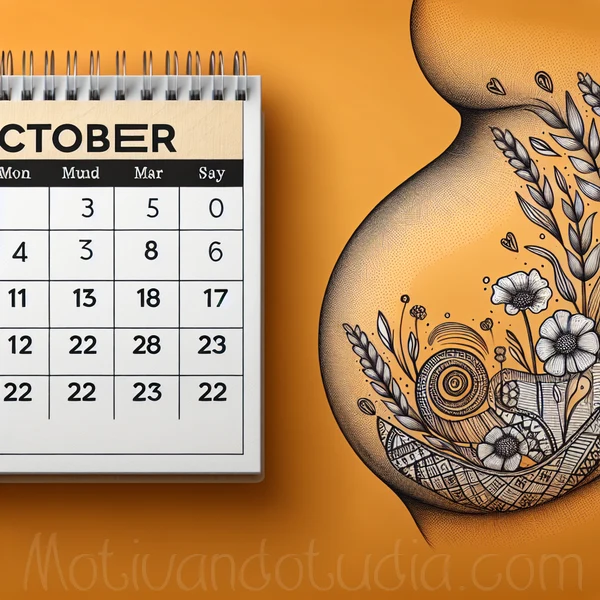 Imagen de un calendario de octubre con una barriguita de embarazada resaltada.